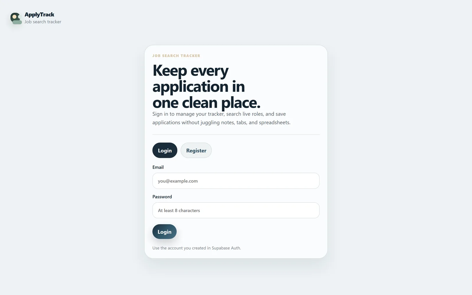 Sign-in: real accounts backed by Supabase Auth.