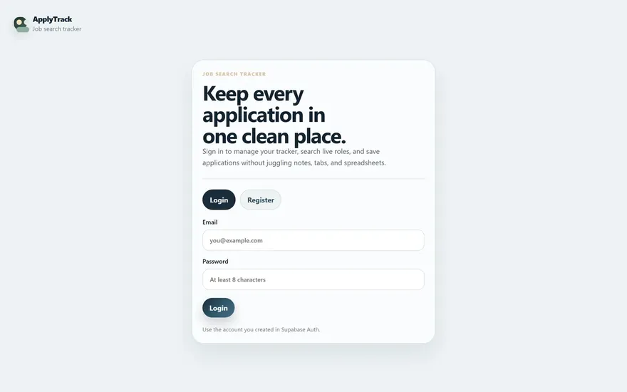 ApplyTrack: the application tracker with its status workflow